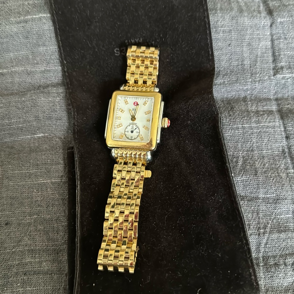Gold and silver Michele watch